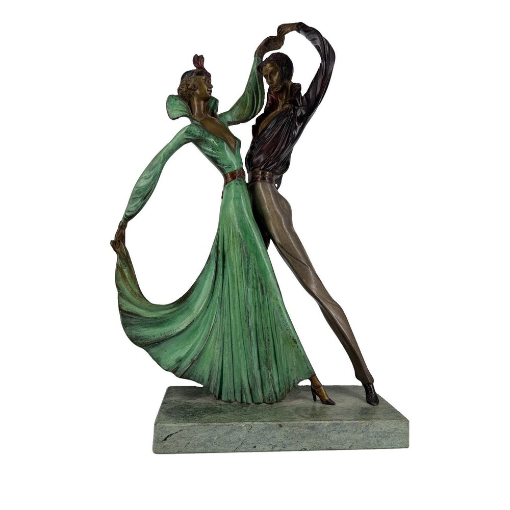 Vintage Demetre Chiparus Solid Bronze “Tango Dancers” Signed Large Art Deco 19”